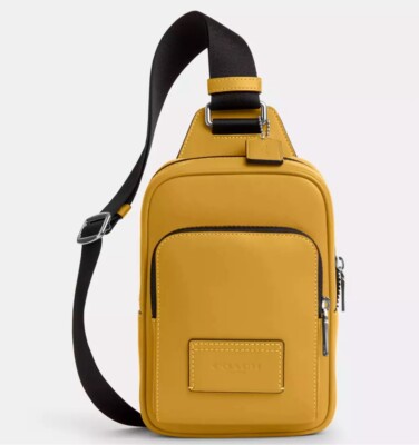 NWT COACH CX071 Racer Sling Pack Leather Backpack Bag Gunmetal