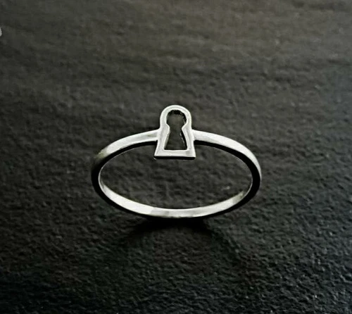 Keyhole Ring Lock Ring Best friend gift Loyalty ring Silver Love Ring Women ring