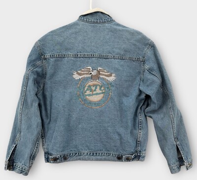 Vintage Matco Tools Denim Jacket Mens Medium Automotive Embroidered Eagle USA