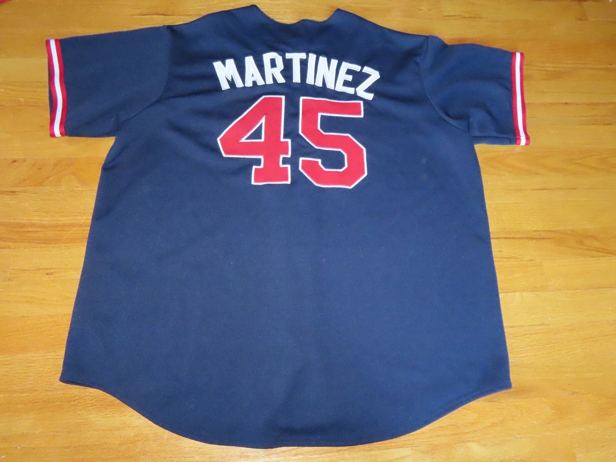 Majestic PEDRO MARTINEZ No 45 BOSTON RED SOX Button-Down (2XL) Jersey BLUE