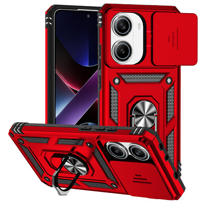 For Xiaomi Poco X7 Pro 5G, Magnetic Camera Slide Cover Ring Holder Stand Case