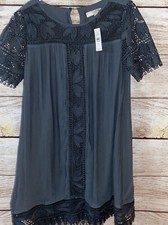 LOFT Women’s   Overlay Lace Dress Pullover Blue /Gray NEW Size S