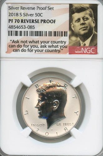 NGC - Kennedy Half Dollar - 50c - 2018 S Silver - PF-70 Reverse Proof
