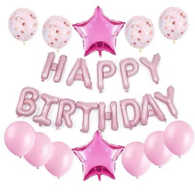 25 teiliges Balloon Set in Pink und Rosa - HAPPY BIRTHDAY, Geburtstag Party