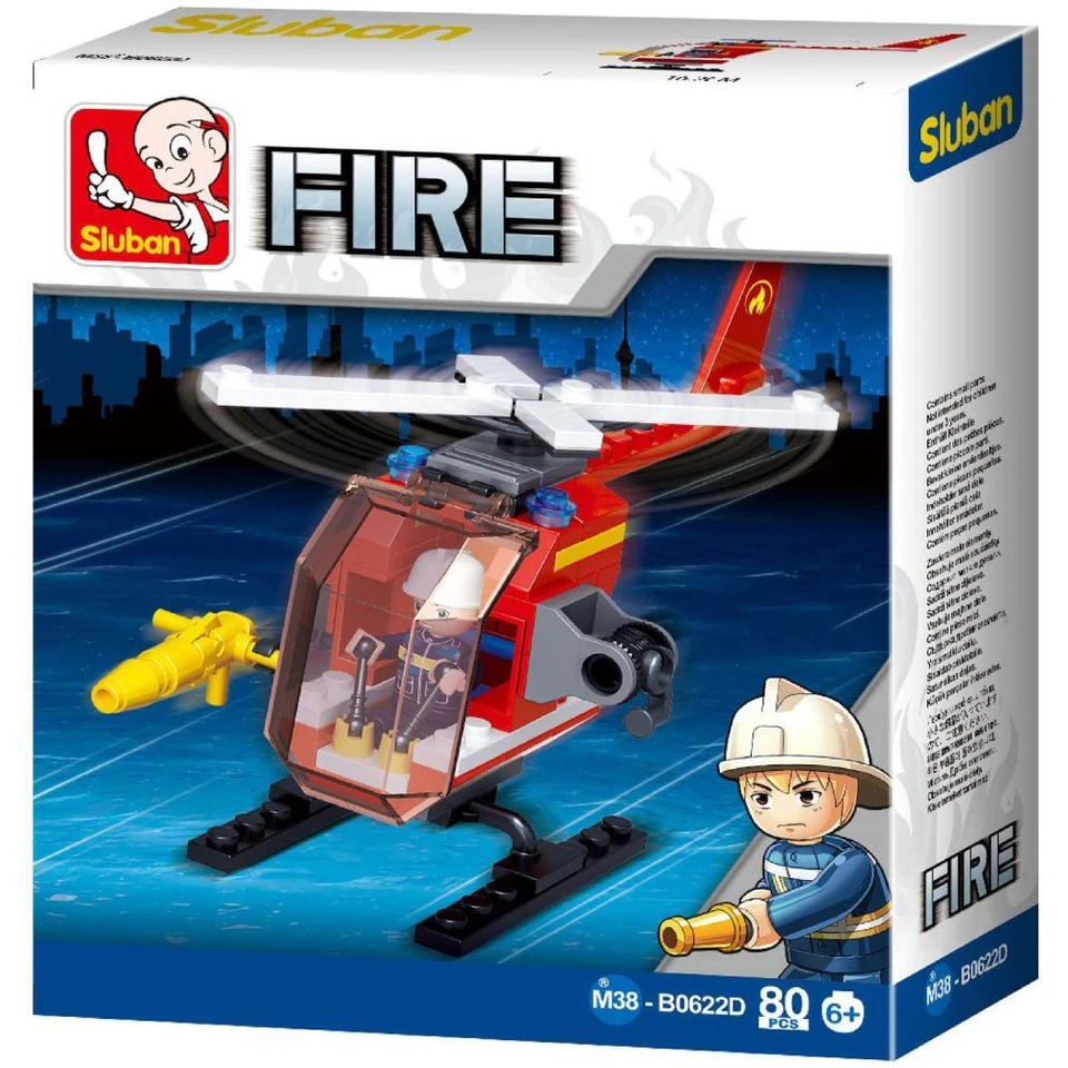 Sluban Niños Helicóptero de Bomberos Bloques de Construcción Juguete de Construcción Juego de 80 Piezas
