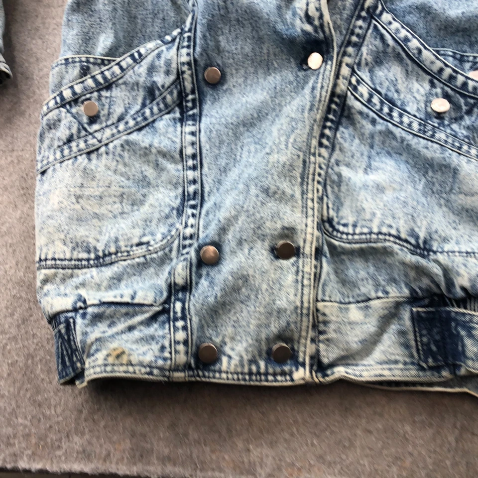 Vintage Giacca Blue By J Gallery Jacket Women Large Acid Washed Denim Sherpa 90s - Image 4 of 4