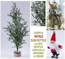 ALBERO di NATALE Cm.150 COME VERO SUPER SLIM-SOTTILE INNEVATO NEVE e ZOLLA 8623