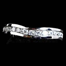 CURVED CHANNEL BRILLIANT CLEAR CZ WEDDING BAND RING SZ-4 925 STERLING SILVER-NF