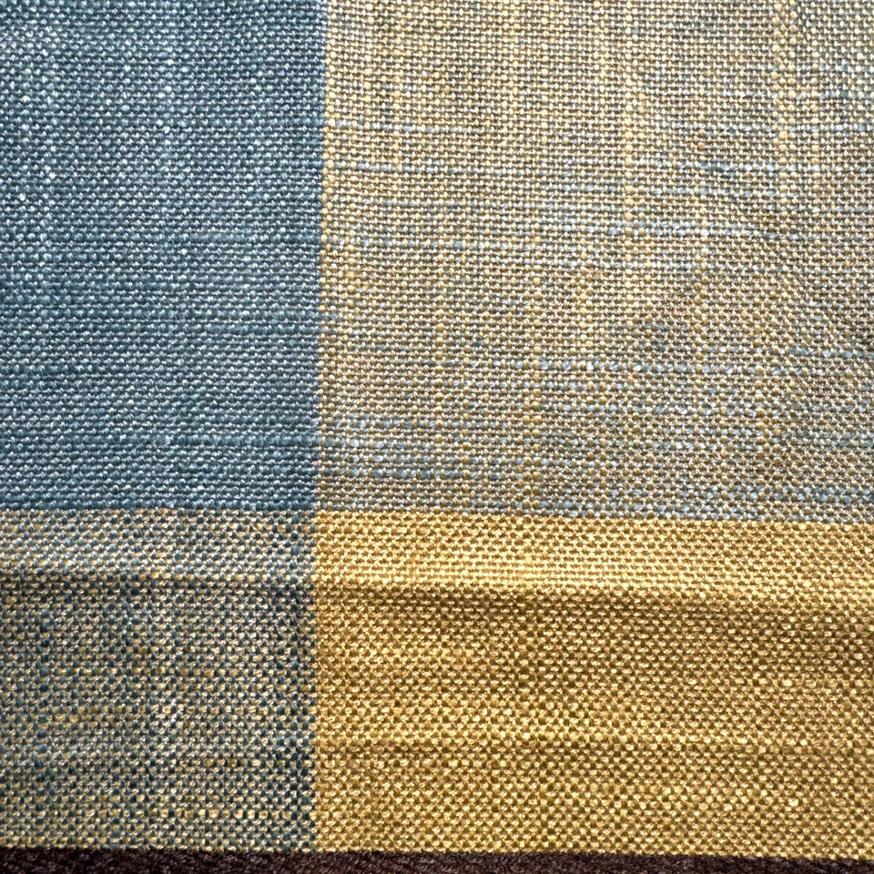 Dogwood Fabrics Alpine Plaid Orange Green Blue Linen Decor Fabric Sample #7 - Image 2 of 4