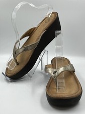 Women’s Nurture “Cabo” Leather Sandal/Flip Flops  In Metallic Gold US Size 8.5M 