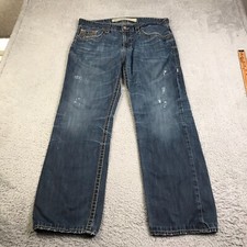 Big Star Union Straight Jeans Mens 36R (37x30) Distressed Whiskers Made In USA