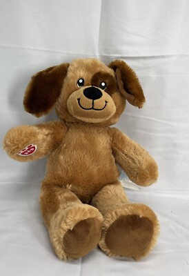 Build A Bear Brown Puppy Dog Plush 15'' Stuffed Dark Brown Ear Eye Patch BAB Nice