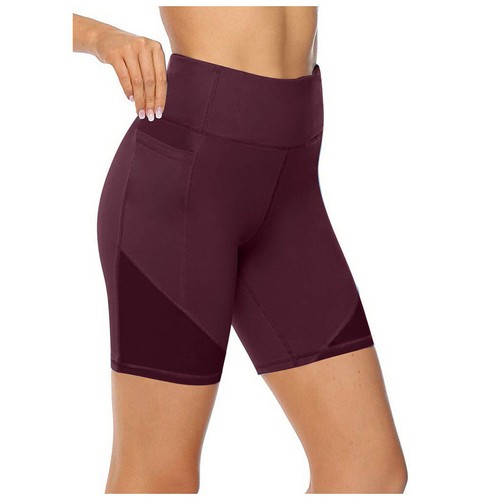 Women's High Waist Yoga Shorts Abdomen Control Training Running Yoga Short Pants - Picture 4 of 20