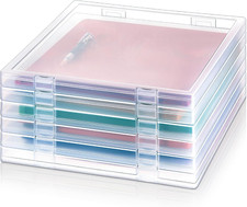 6 Pcs 12 X 12 Inch Paper Storage Case Clear Portable Storage Box Transparent 