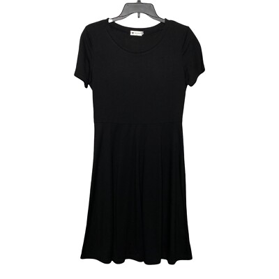 Veryann Dress Womens Medium Black Jersey Fit N Flare Casual Short Sleeve  Stretch | eBay