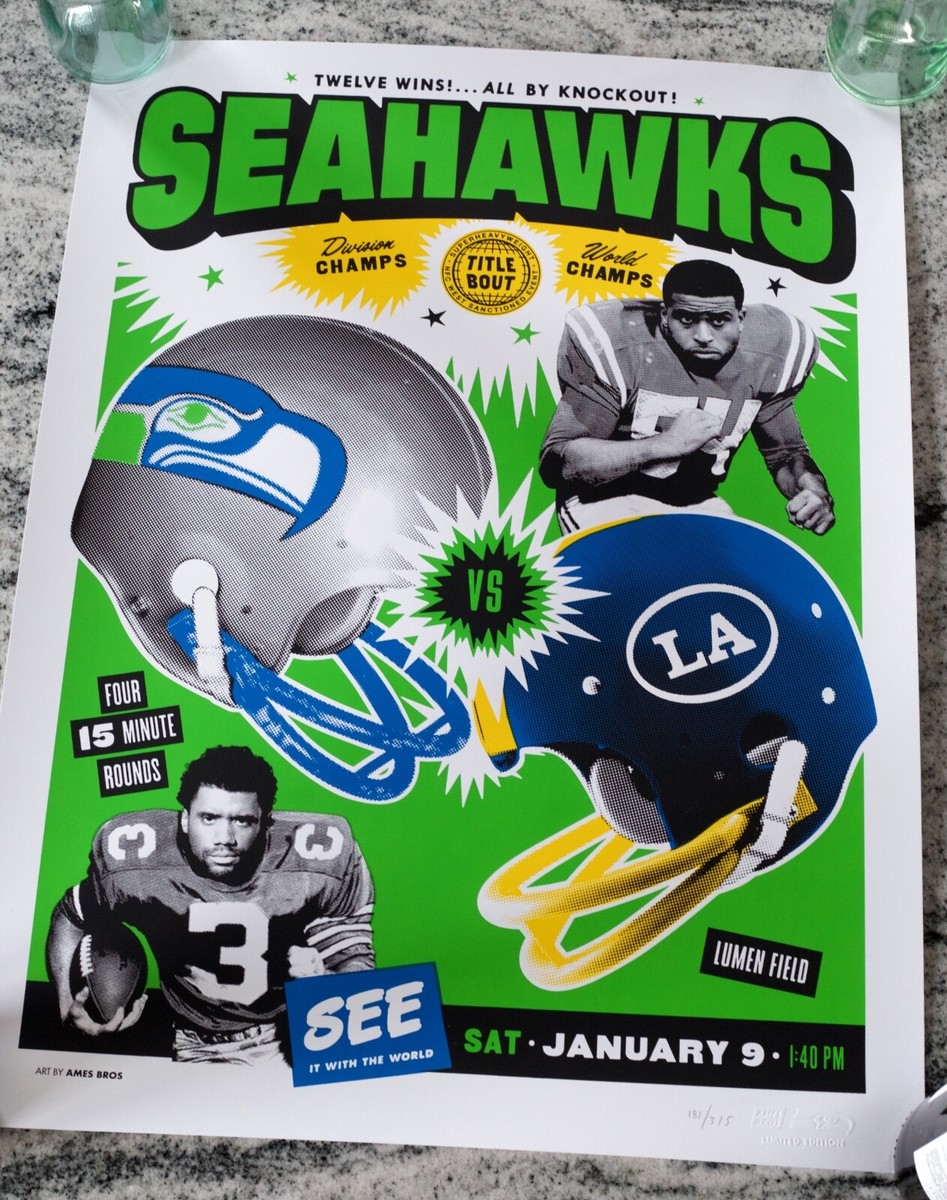 2021 Seattle Seahawks Game Day Poster Los Angeles Rams Playoff Limited  Edition
