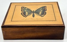 Vintage WOODEN ITALIAN BOX Decoupage Butterfly Florence