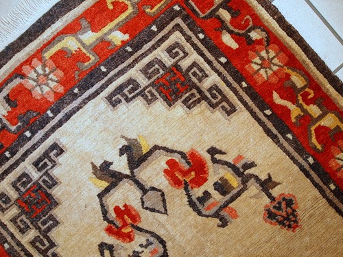 Handmade vintage Mongolian rug 2,9' x 5,2' ( 90cm x 160cm ) 1970 - 1C349 - Picture 9 of 10