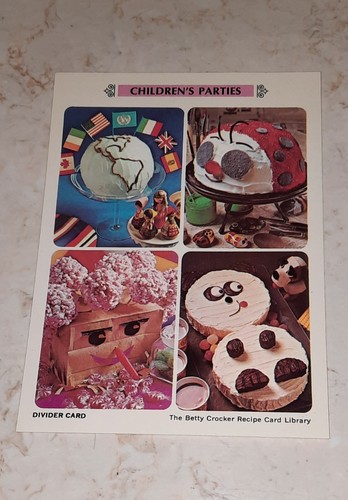 The Betty Crocker Receta Tarjeta Biblioteca TARJETAS DE REEMPLAZO FIESTAS INFANTILES 1971 - Imagen 2 de 13