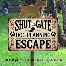 Dog Sign Funny Rustic Close Door Dog Escape Warning Wall Door Sign Home Decor