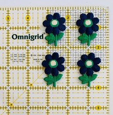 Lot Of 4 Blue Flowers Embroidery Patch Iron On New