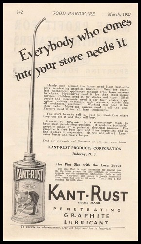 1922 Kant Rust Rahway New Jersey Penetrating Graphite Lubricant Can ...