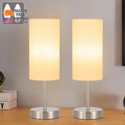 2 Pack Small Table Lamp for Bedroom, Bedside Lamp for Nightstand, Minimalist Mod