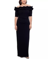 XSCAPE Plus Size Ruffled Off-The-Shoulder Gown Sz20W $249