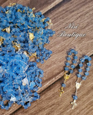 48 Pieces of Mini Rosary Favors Blue Gold or silver, Christening or all occasion