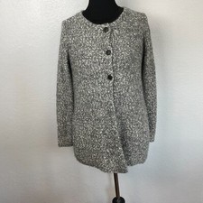 NWOT Susan Graver Gray Marled Sweater Knit Button Front Cardigan Size XXS