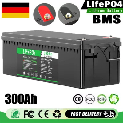 MARKENLOS 300Ah 12V Lithium Batterie LiFePO4 Akku 3,84KWh Solarbatterie BMS Solaranlage RV