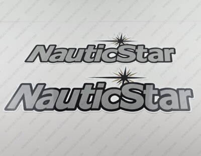 NAUTIC STAR BOAT LOGO GRAY DECALS STICKERS 27'' x 8.6'' 2pcs.
