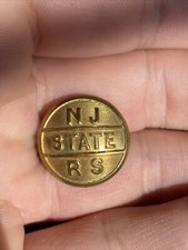 RARE ANTIQUE 1890s New Jersey NJ State Road Safety RS Button Authentic Original