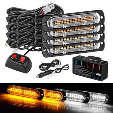 4x Led Lamp Flashing Warning Light White Amber Strobe Marker Light For Car Truck 4x Led Lamp Flashing Warning Light White Amber Strobe Marker Light For Car Truck