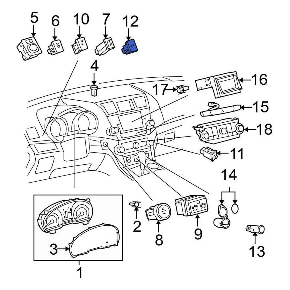 For Toyota Highlander 2010-2013 Toyota 849300T011 Back Glass Release Switch Foto 2 de 3