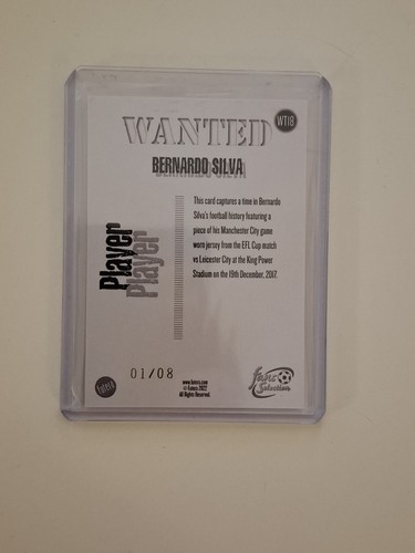 Bernardo Silva Futera Wanted Game USED /08 Football Card Rare Soccer Manchester - Picture 2 of 3