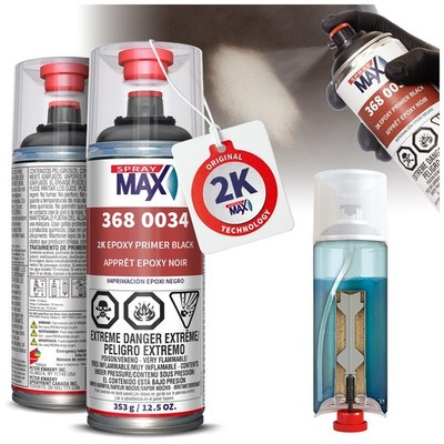2K Epoxy Primer Black Automotive Spray Paint Corrosion Resistant 12.5oz
