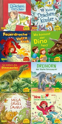 Pixi-Box 279: Dinos und Drachen bei Pixi (8x8 Exemplare) | Deutsch | Taschenbuch