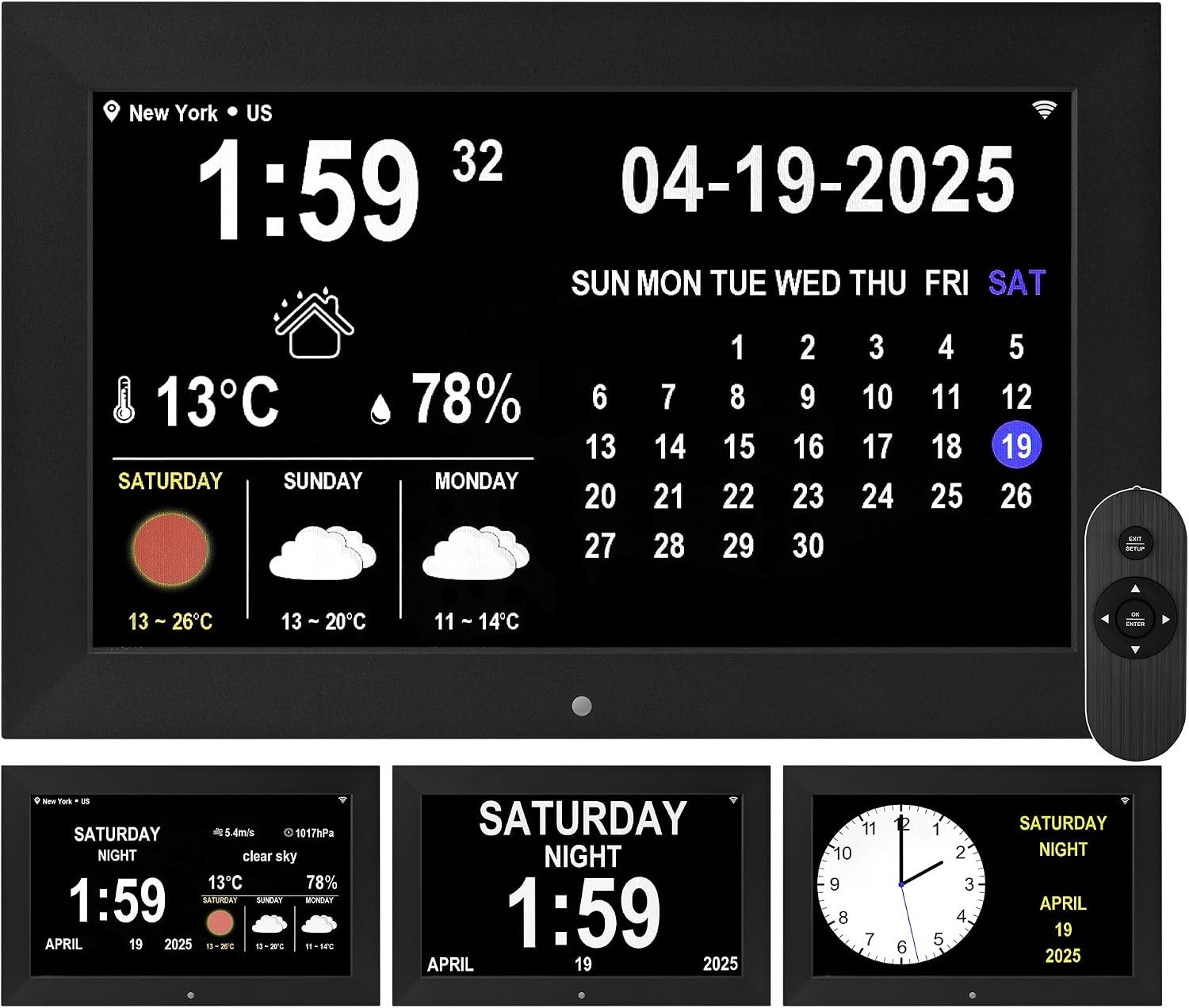 WiFi Clock with Date, Alarm, Weather, Temperature & Humidity Display – Auto Brig