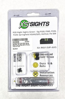 XS SIGHTS SI-R015P-6G R3D Night Sights GREEN for Springfield SIG HellCat FN509