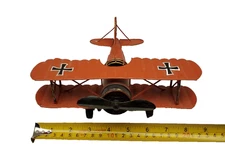 Metal Tin Red Retro Single Propeller Biplane German BI Plane Iron Cross