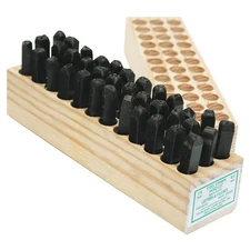 YOUNG BROS. STAMP WORKS 03362 Hand Cut Combo Set,1/8in H,Gothic,Steel 18G226