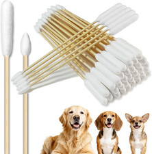 100 Pcs 6 Inch Extra Long Pet Cotton Swabs for Large Dogs - Double Tip Soft Cott