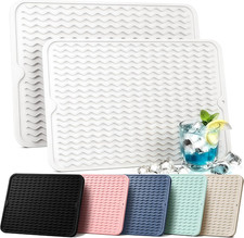 2 Pack Silicone Dish Drying Mat for Kitchen Counter Home Dining Placemats Waterp