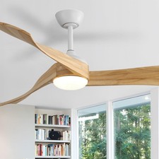 52in Solid Wood Blades Ceiling Fan w/ LED Memory Function and Remote Quiet Motor