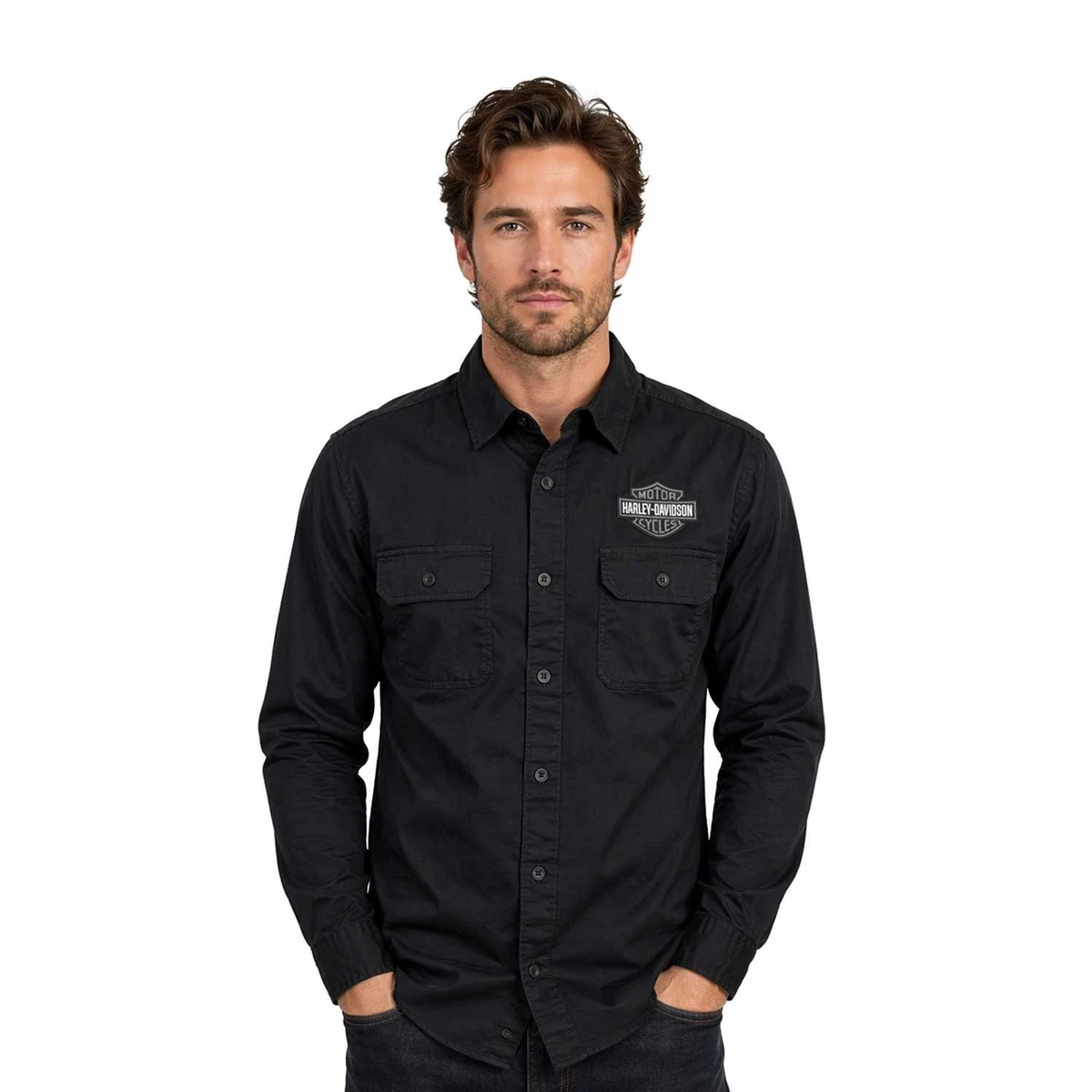 Casual Shirt Harley Dress Shirts Harley-Davidson Regular Size 4XL Casual  Button-Down Shirts For Men