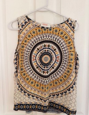 Renee C. Sleeveless Mandala Print Split Back Top