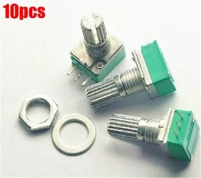 10Pcs Rotary Potentiometer B20K 20K Ohm 3 Pin For Power Amplifier Linear New rr