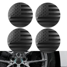 4PCS American Flag Car Wheel Center Caps, Wheel Center Cap Stickers, 56mm Black