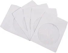 100 Pack  Premium Thick White Paper CD DVD Sleeves Envelope with Window Cut Out 